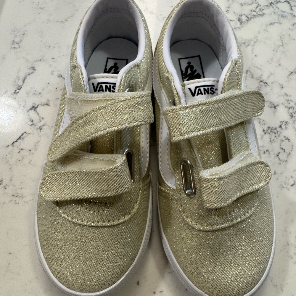 Vans Metallic Gold Sneakers Velcro Size 10 – New Without Tag